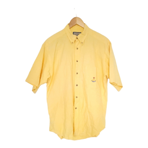Ruff Hewn Shirt Men's M   Button Down Short Sleeve Yellow - Picture 1 of 8